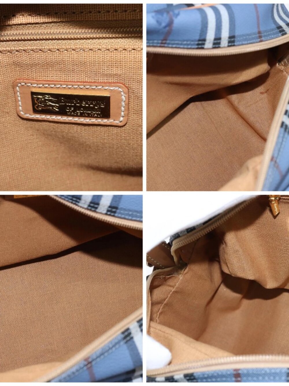 Burberrys Nova Check Shoulder Bag PVC Leather Blue Gold - Picture 15 of 16